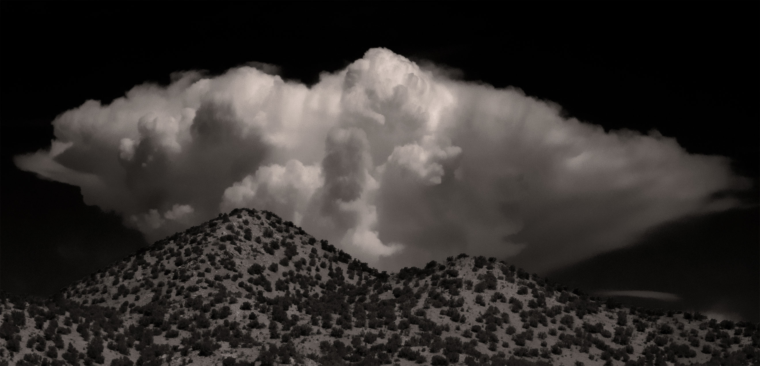 monochrome dramatic clouds in Santa Fe, NM